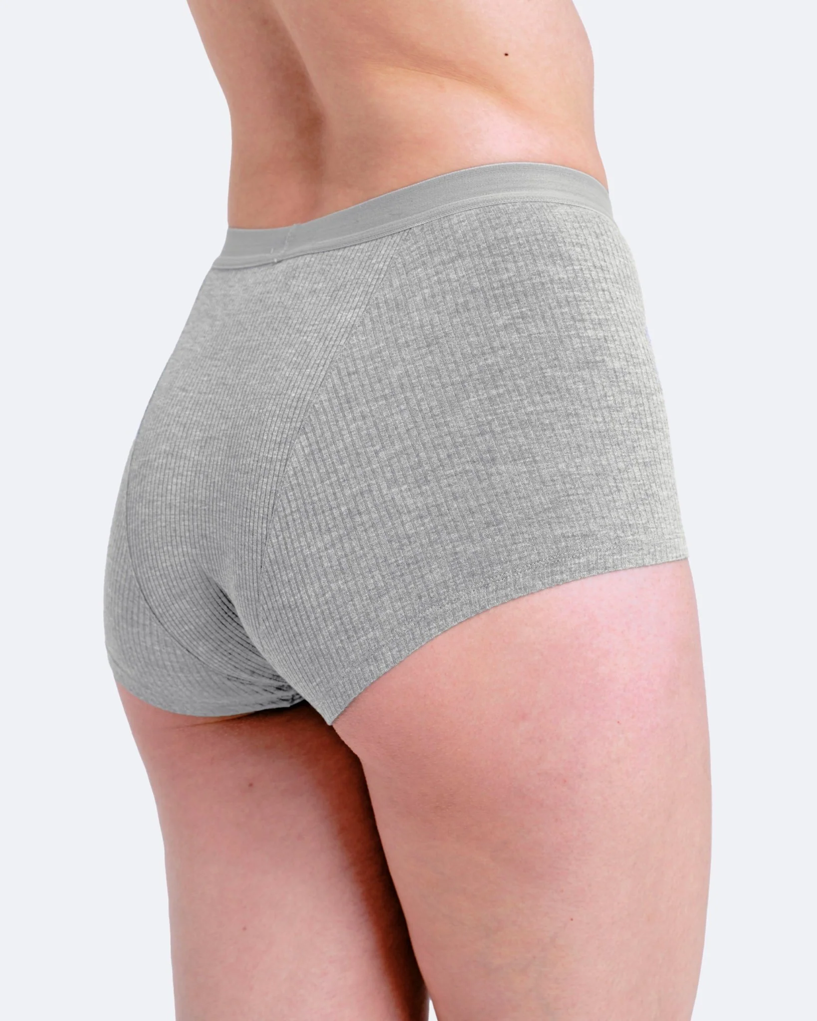 Boxer menstruel côtelé gris chiné - Image 3