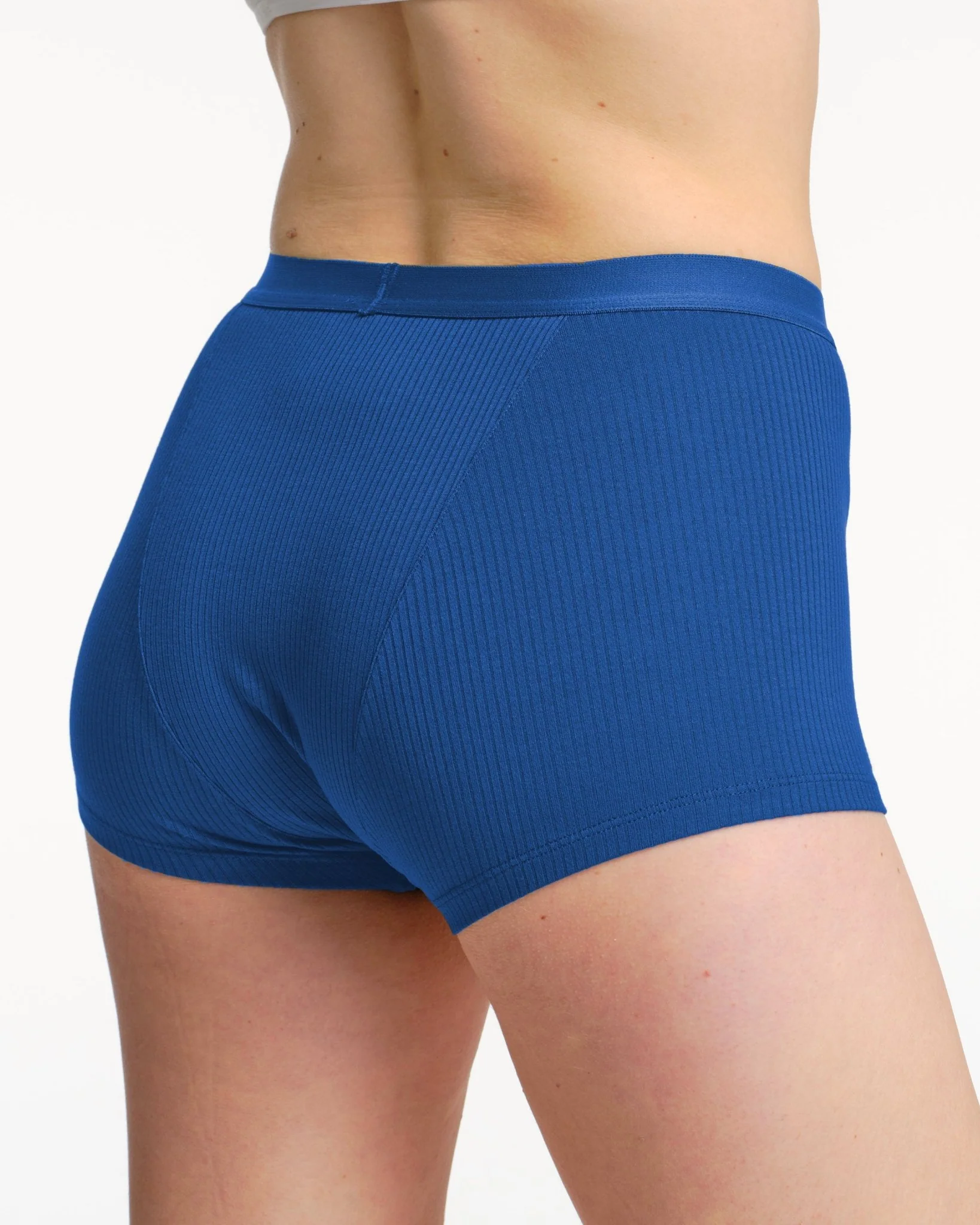 Boxer menstruel côtelé bleu - Image 3