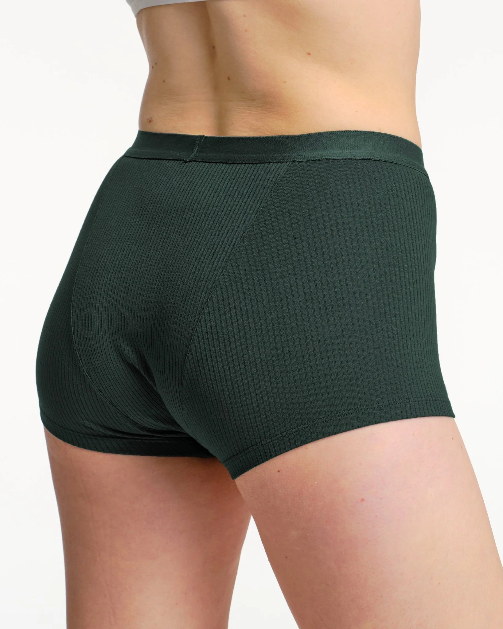 Boxer menstruel côtelé vert - Image 3