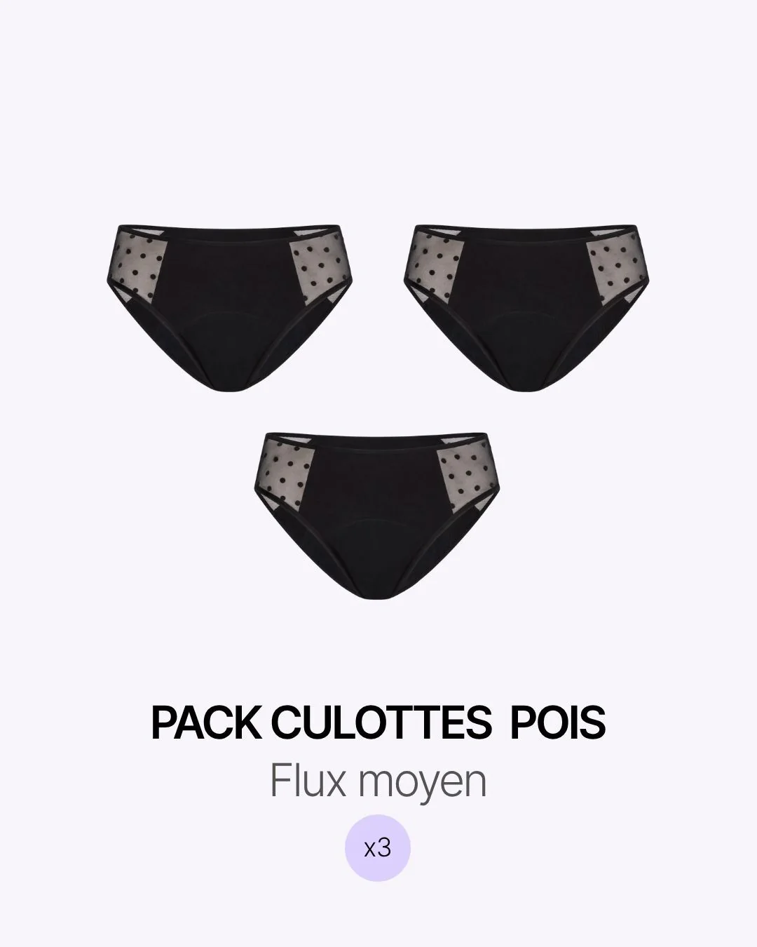 Pack menstruel trio culottes tulle pois