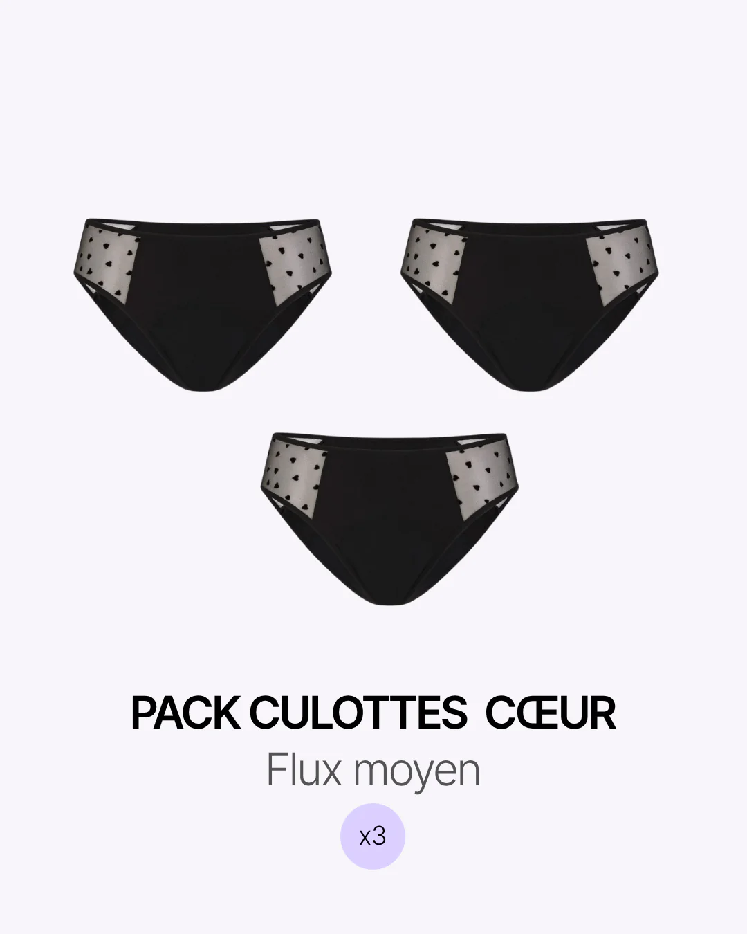 Trio Culottes Menstruelles – Tulle Cœur